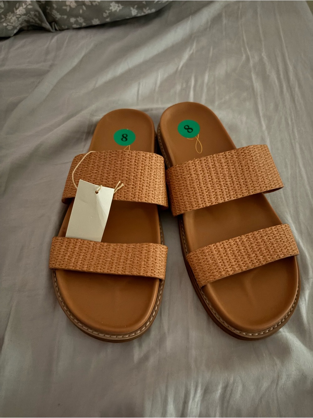 Joie Tan Woven Double-Strap Slide Sandals